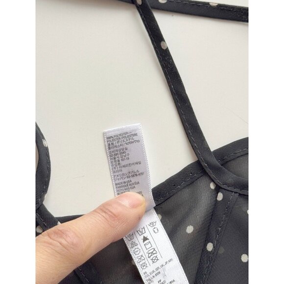 AMERICAN APPAREL Sheer Black Polka Dot Chiffon Camisole Tank Top, Size XS - Picture 9 of 10